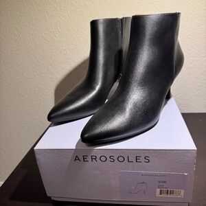 Aerosoles Edith Ankle Mid Heel Booties Size 9.5 Black